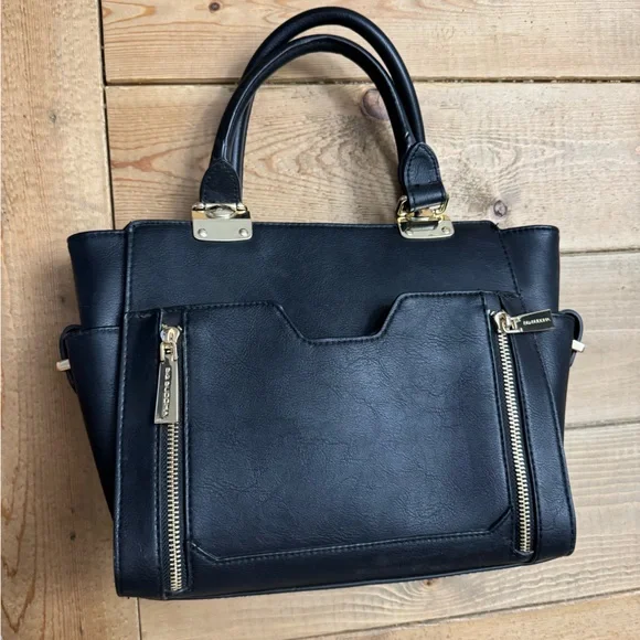 Big Buddha Black Handbag with Gold Accents - Picture 2 of 4